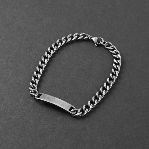Bar Bracelet - Aged Silver 7mm