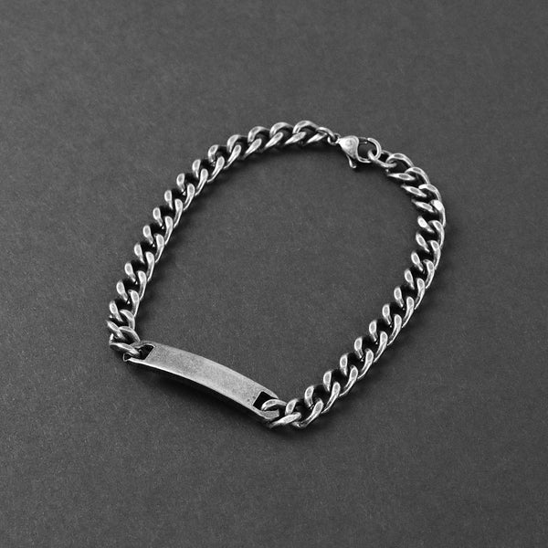 Bar Bracelet - Aged Silver 7mm