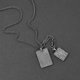 Duo Tag Necklace - Aged Silver