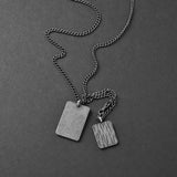 Duo Tag Necklace - Aged Silver