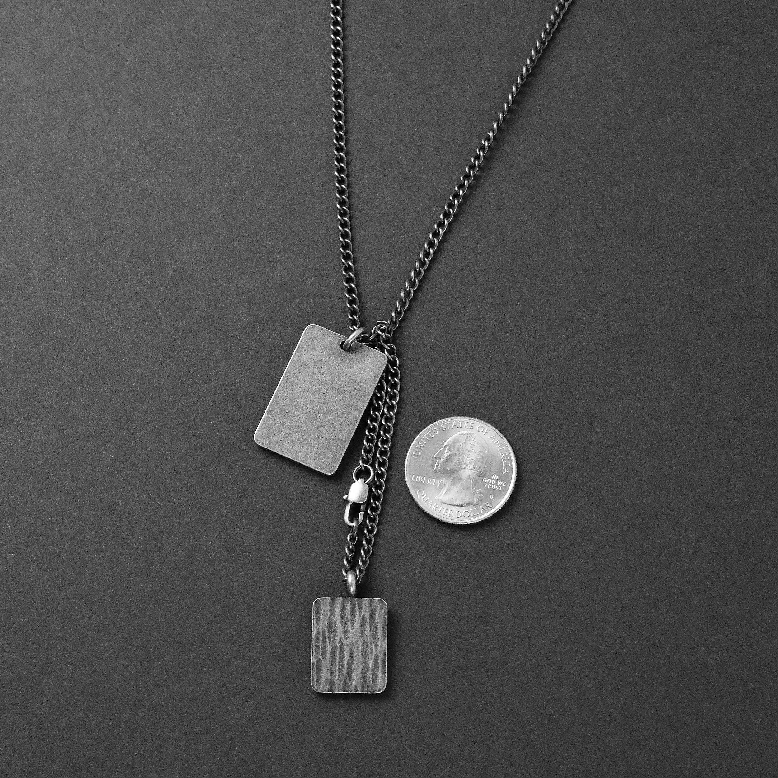 Duo Tag Necklace - Aged Silver