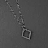 Geo Pendant Necklace - Aged Silver