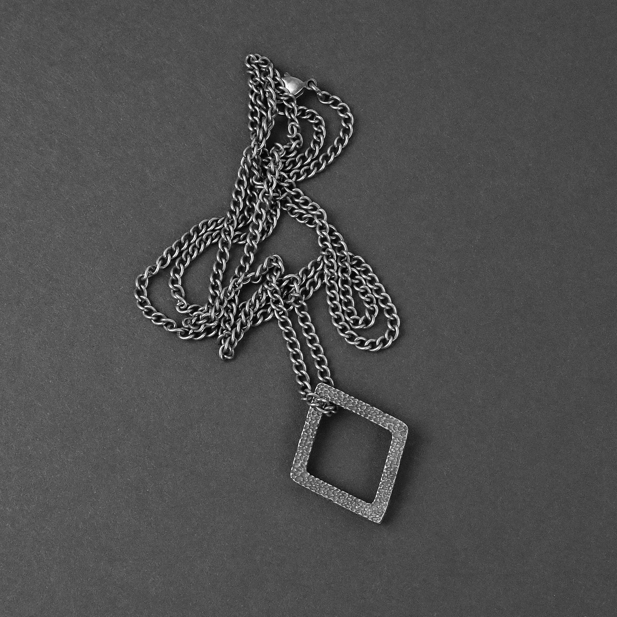 Geo Pendant Necklace - Aged Silver