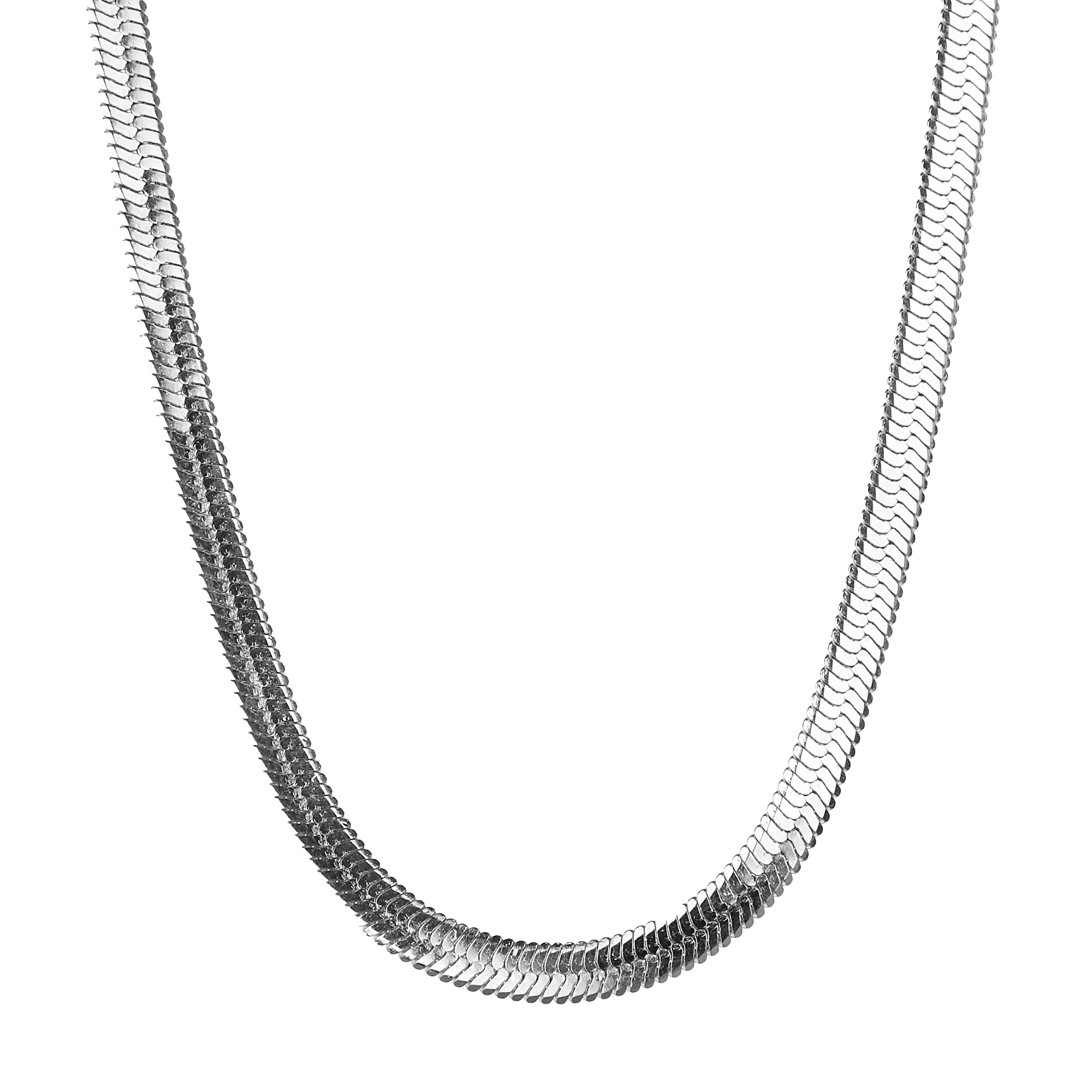 Herringbone Chain Necklace - Silver 5mm