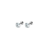 Round CZ Stud Earring - Silver 6mm