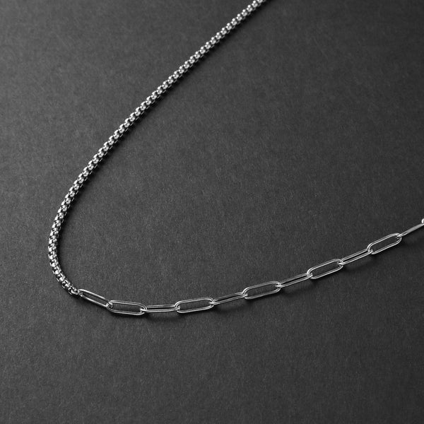 Clip-Box Hybrid Chain Necklace - Silver 4mm
