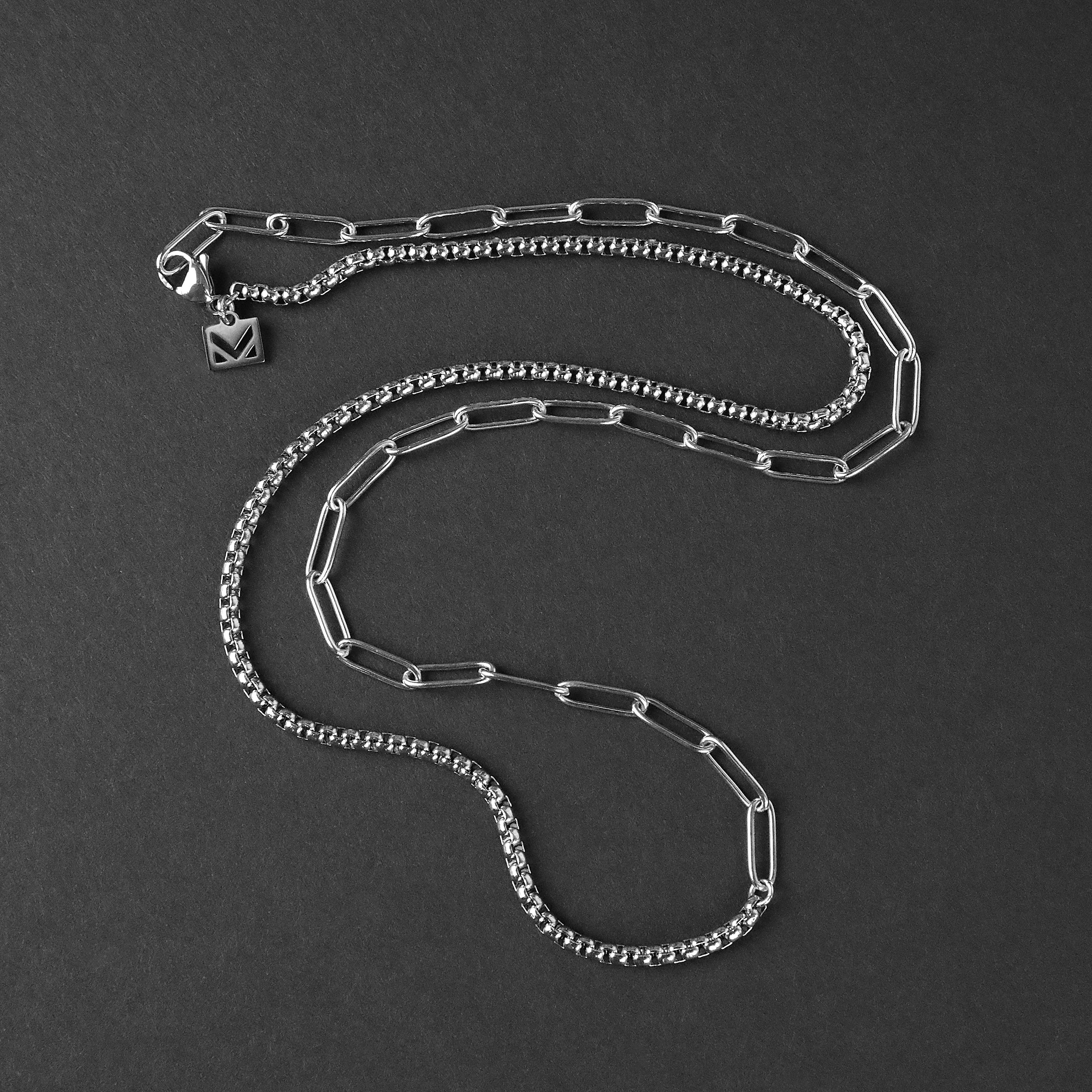 Clip-Box Hybrid Chain Necklace - Silver 4mm