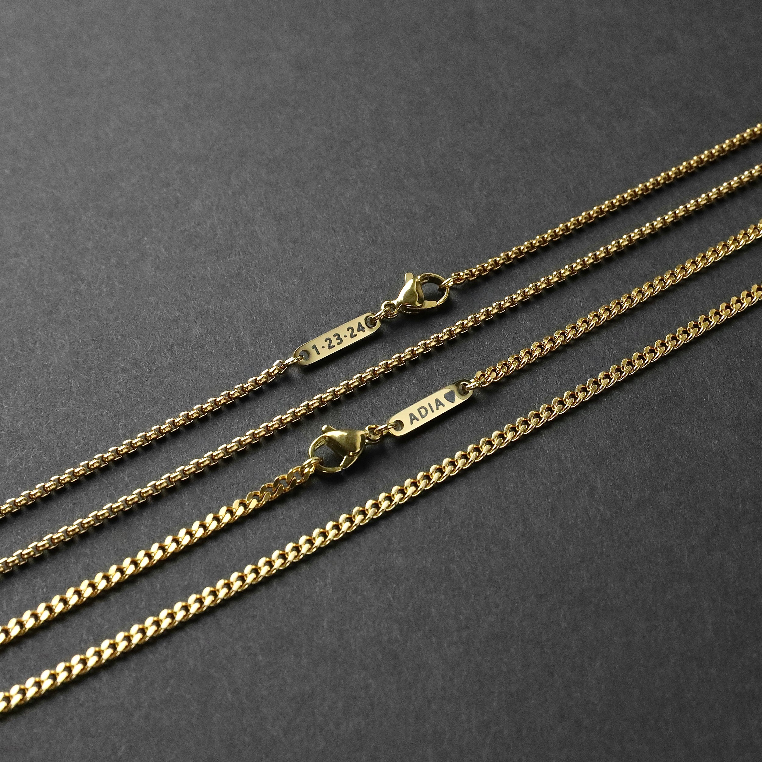 Personalized Box Chain - Gold 2mm