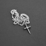 Minimal Nail Cross Necklace - Silver