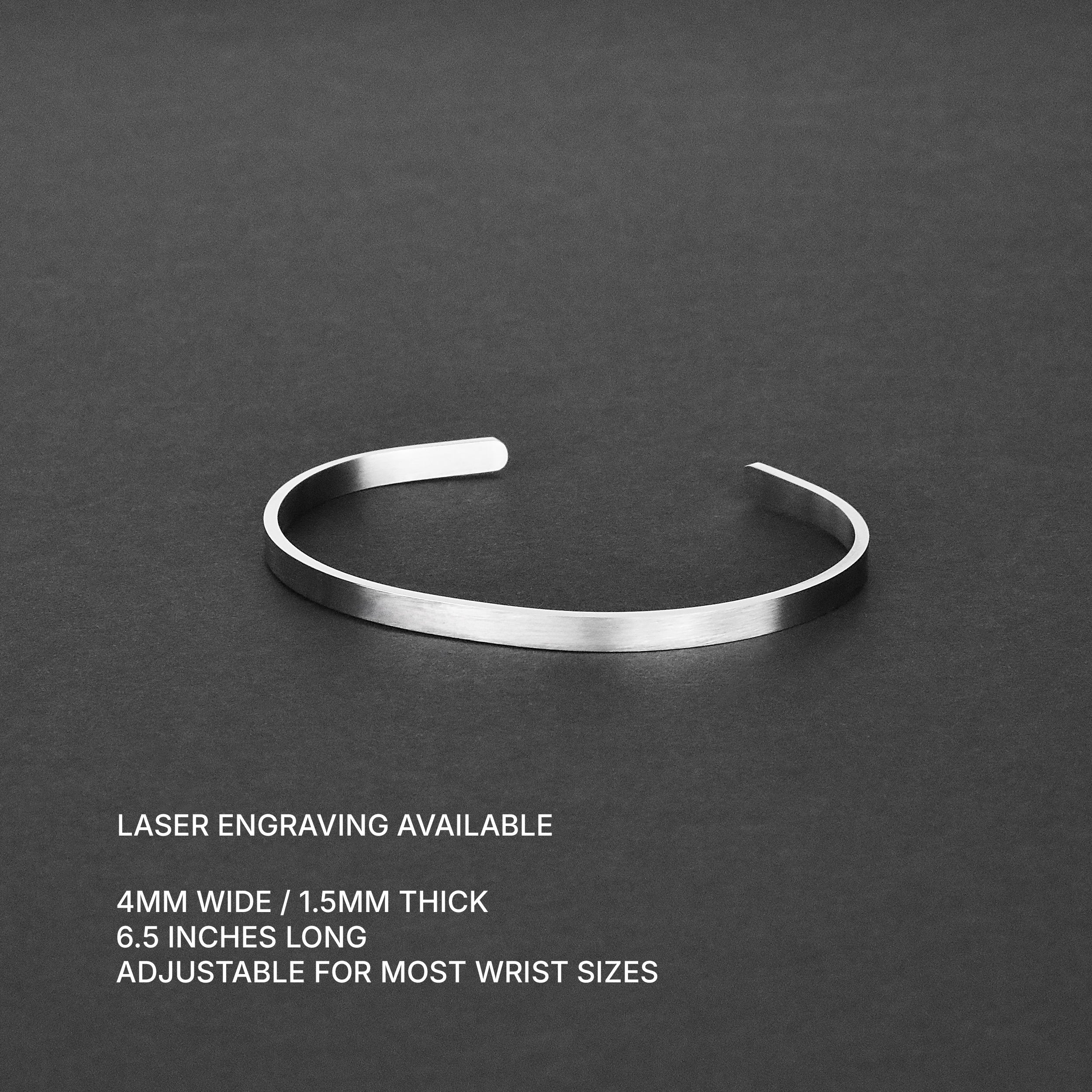 Minimal Cuff Bracelet - Matte Silver 4mm