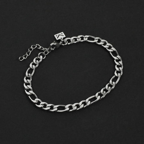 Figaro Chain Bracelet - Silver 6mm