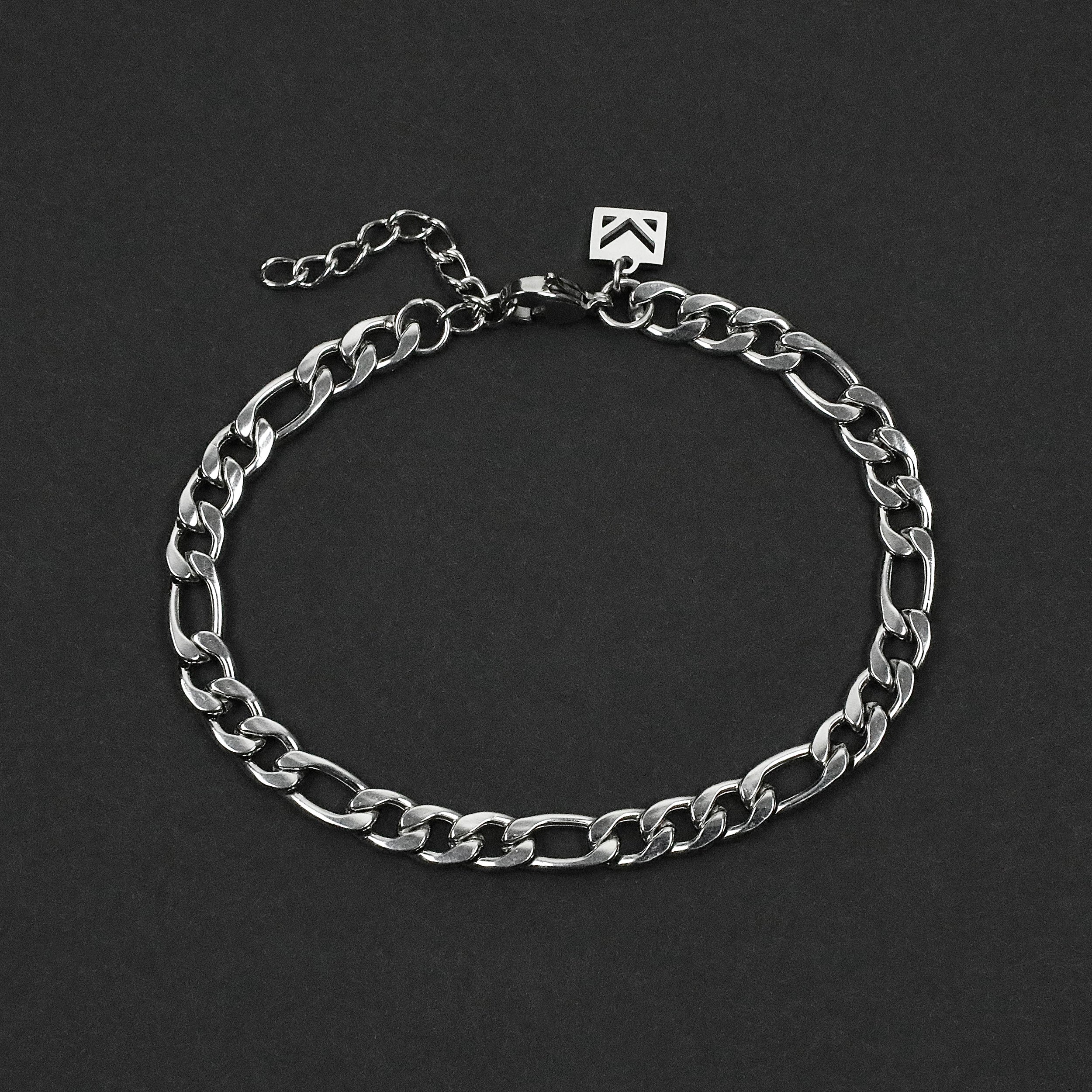 Figaro Chain Bracelet - Silver 6mm