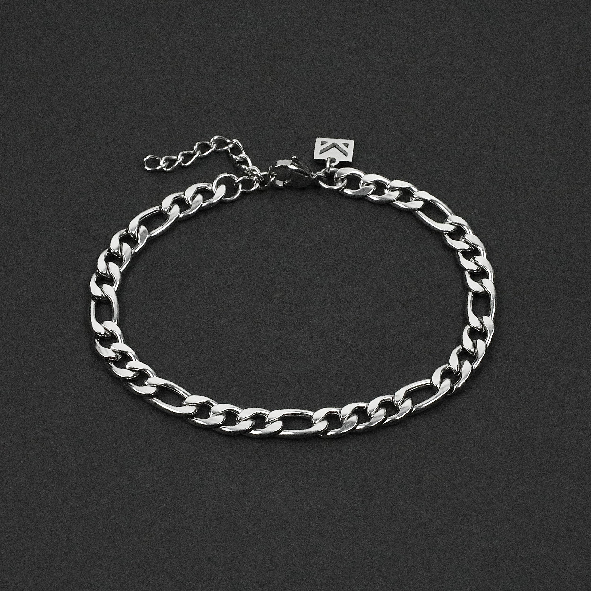 Figaro Chain Bracelet - Silver 6mm