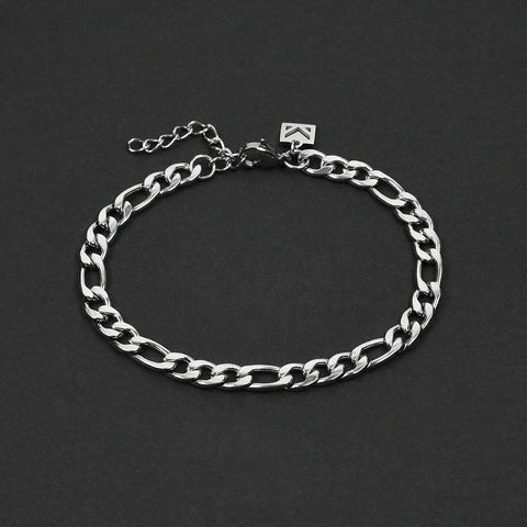 Figaro Chain Bracelet - Silver 6mm