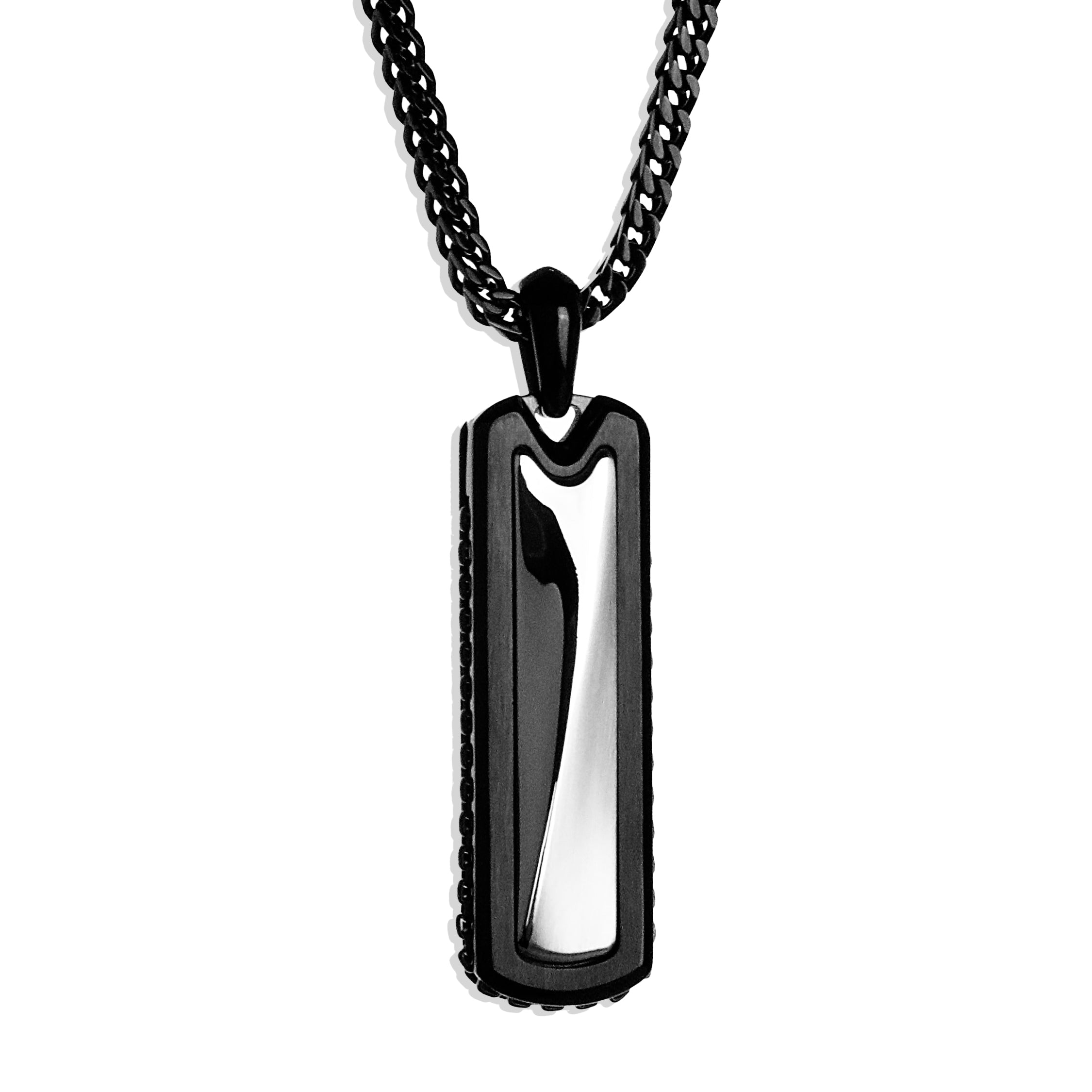Brim Bar Necklace - Black x Silver