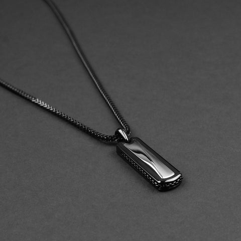 Brim Bar Necklace - Black x Silver