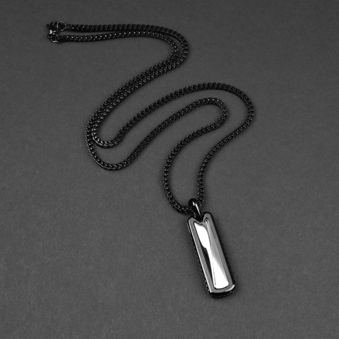 Brim Bar Necklace - Black x Silver