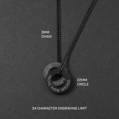 Circle Necklace - Matte Black 22mm