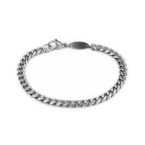 Cuban Trial Chain Bracelet - Matte Silver 6.5mm