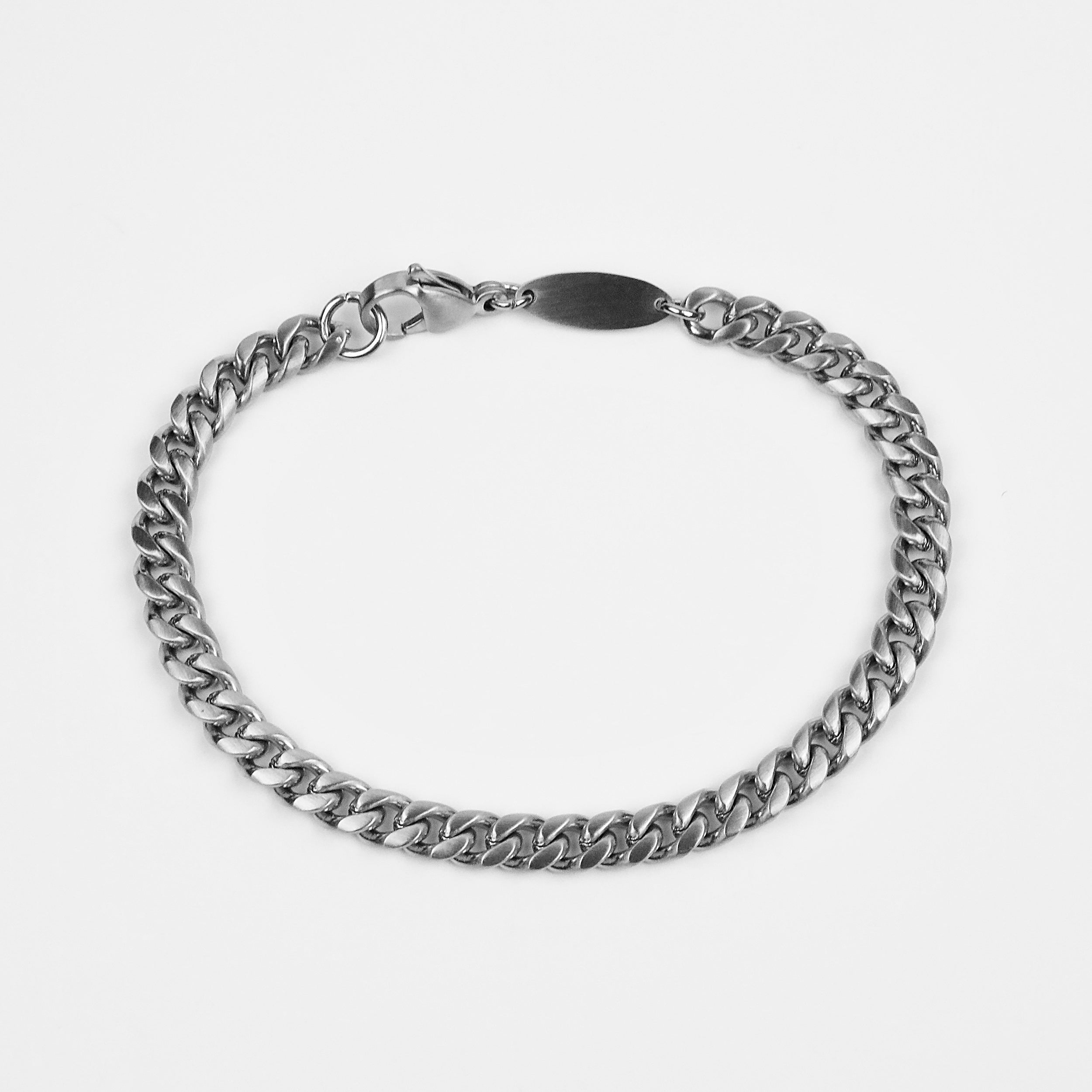 Cuban Trial Chain Bracelet - Matte Silver 6.5mm