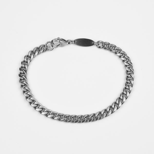 Cuban Trial Chain Bracelet - Matte Silver 6.5mm