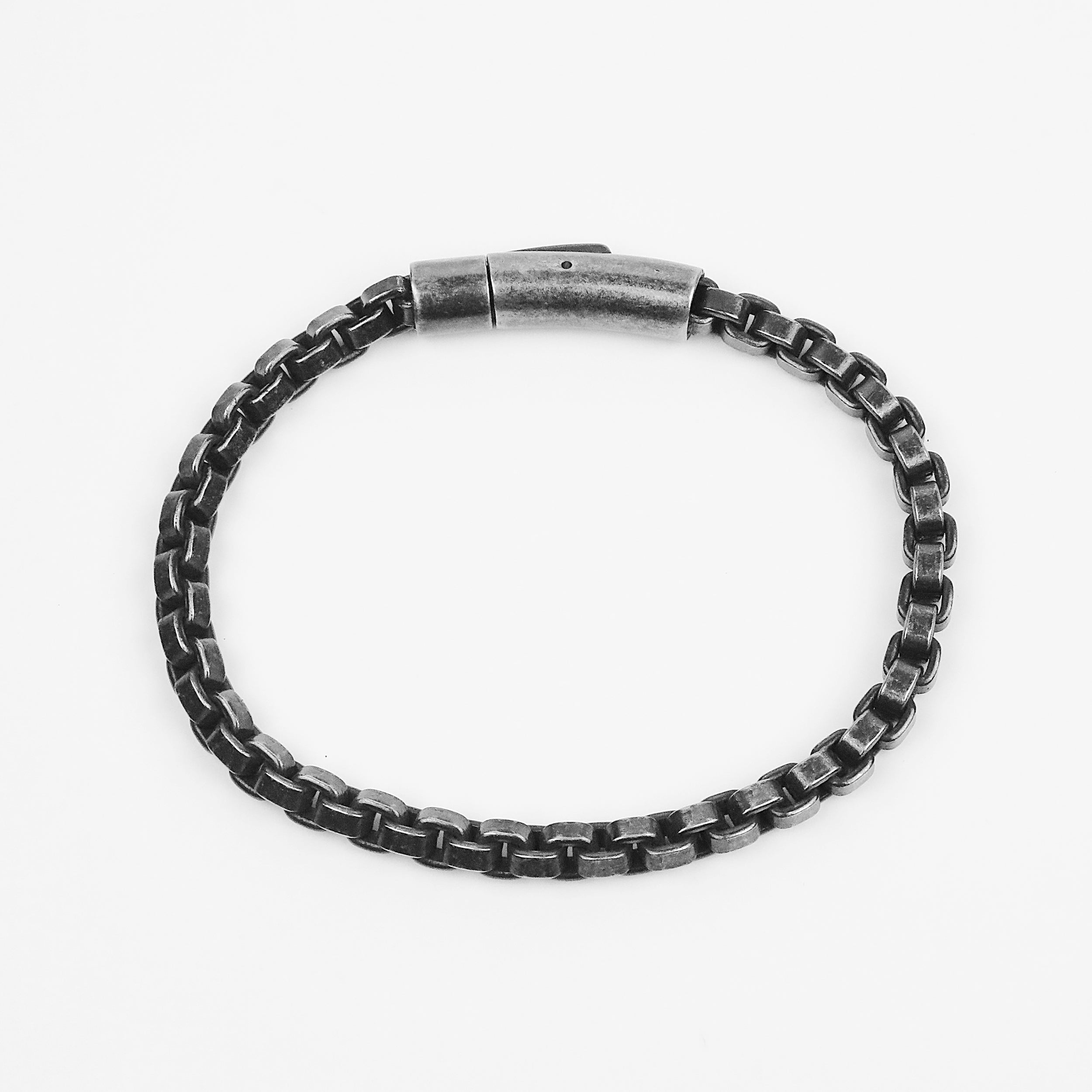 Box Chain Snap Bracelet - Aged Silver 5.5mm