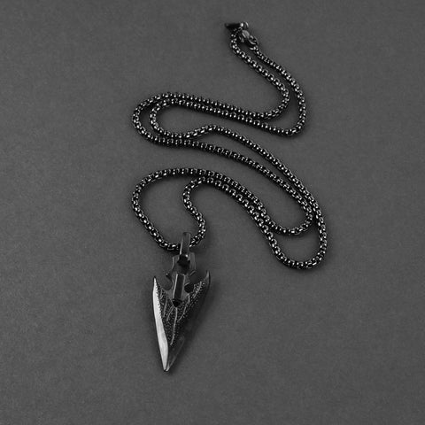 Rugged Arrowhead Necklace - Black