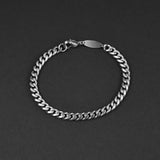 Cuban Trial Chain Bracelet - Matte Silver 6.5mm