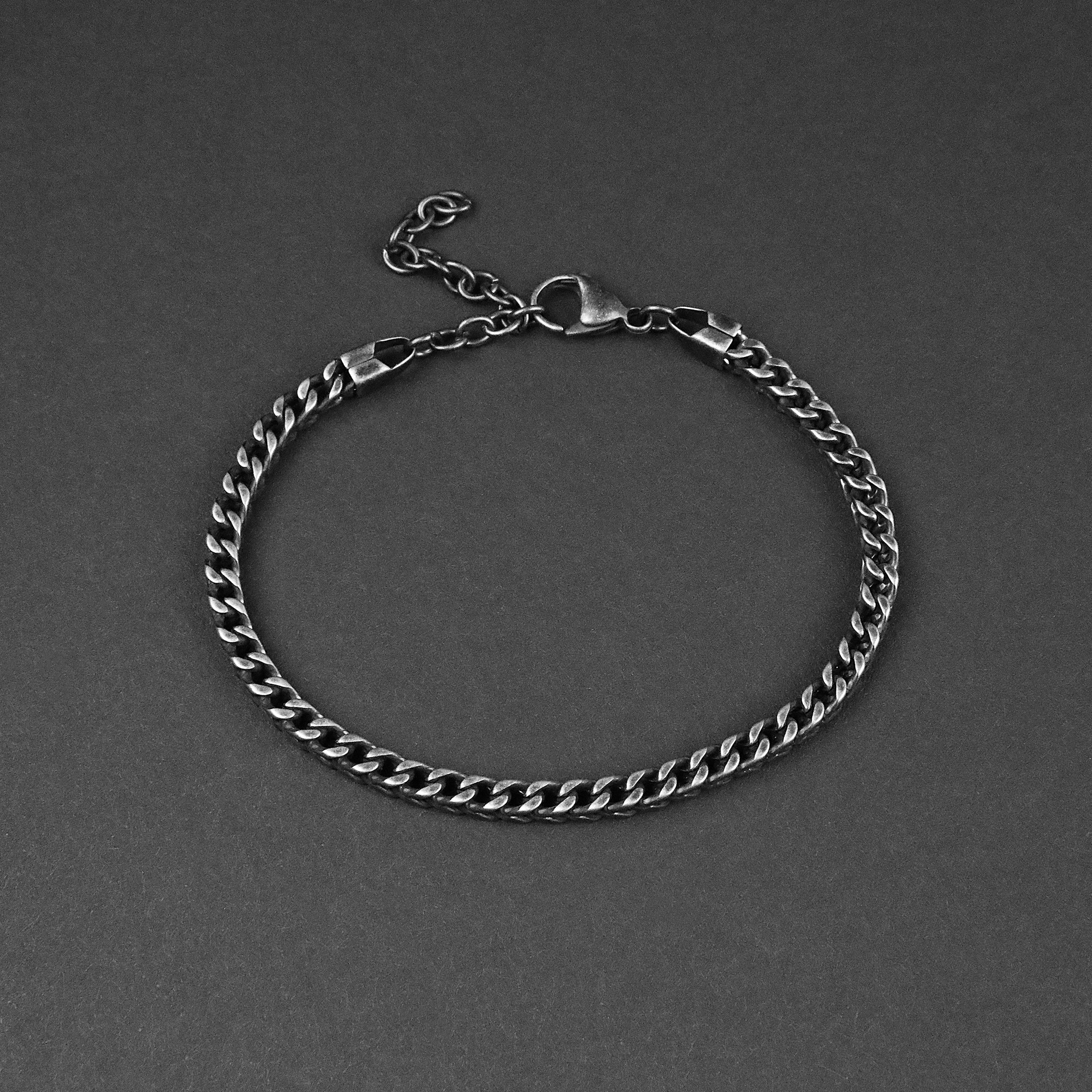 Franco Chain Bracelet - Aged Silver 4mm