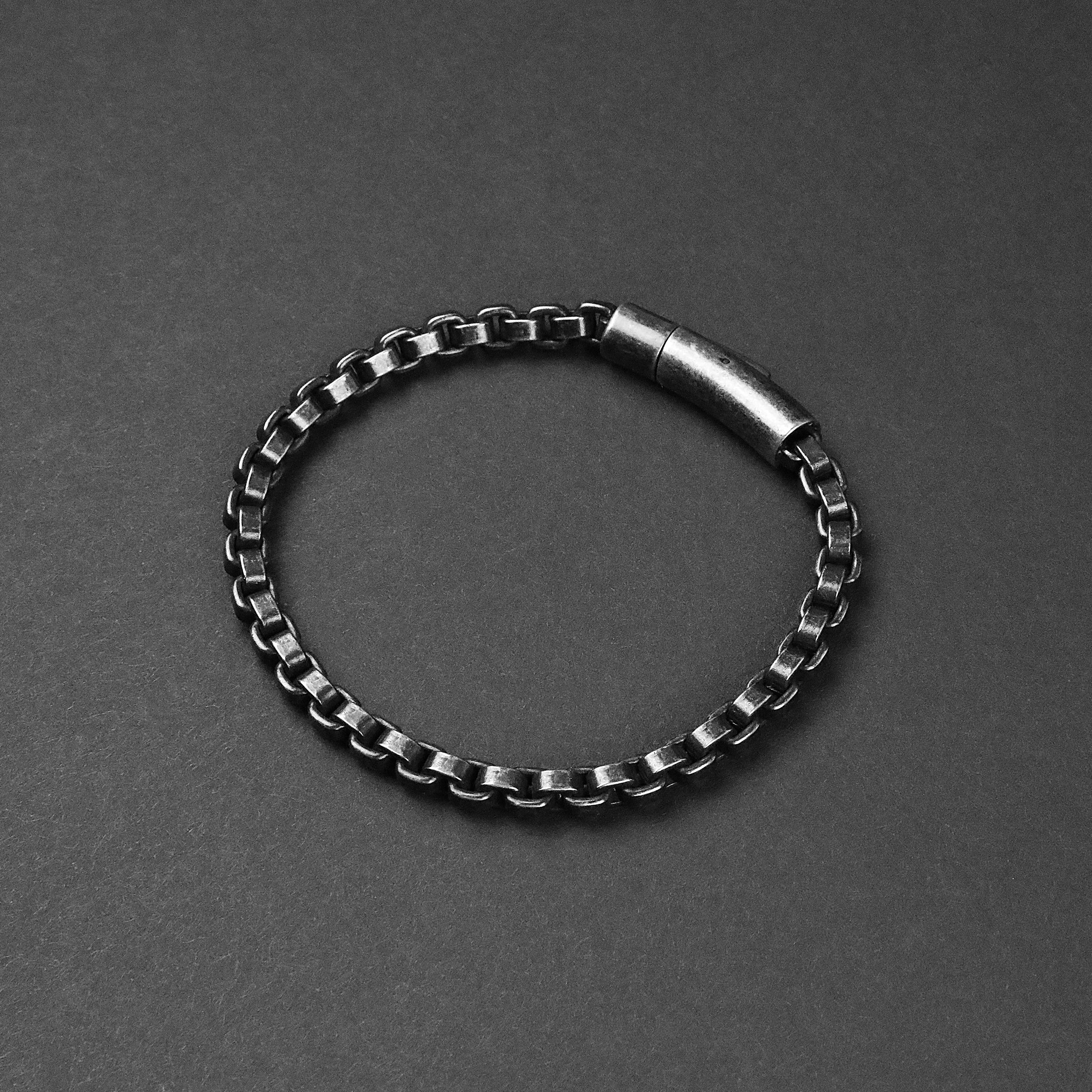 Box Chain Snap Bracelet - Antique Silver 5.5mm