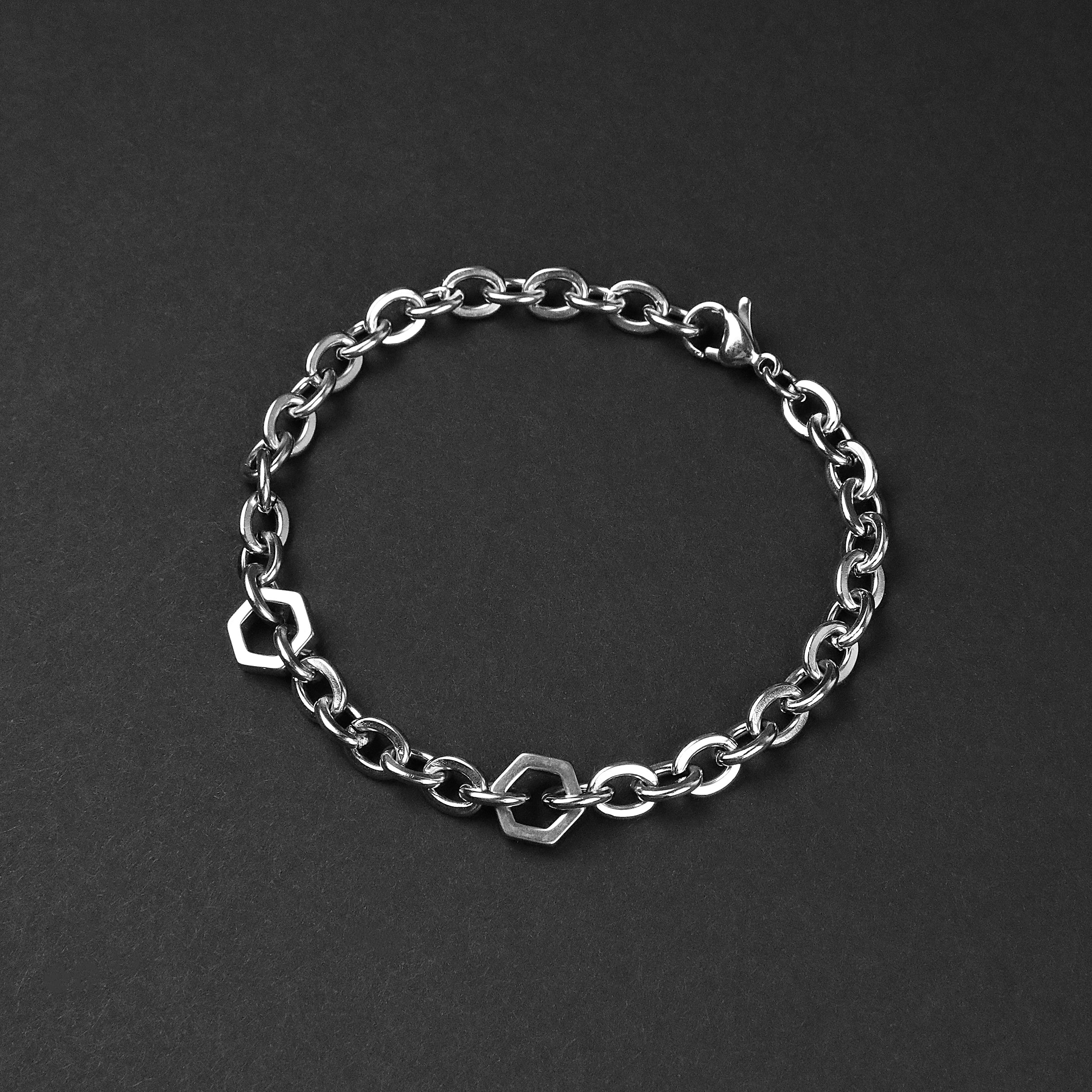 Hex Chain Bracelet - Silver 6mm