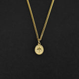 Minimal Cross Amulet Necklace - Gold