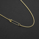 Safety Pin Cuban Chain - Gold 3mm