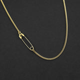 Safety Pin Cuban Chain - Gold 3mm
