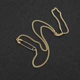 Safety Pin Cuban Chain - Gold 3mm