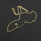 Safety Pin Cuban Chain - Gold 3mm