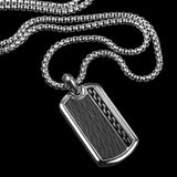 Carbon Wave Tag Necklace - Silver x Black