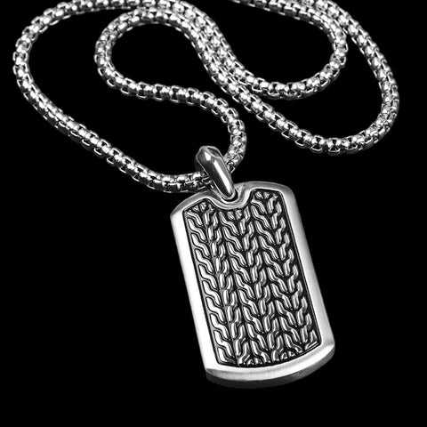 Wheat Tag Necklace - Silver x Black