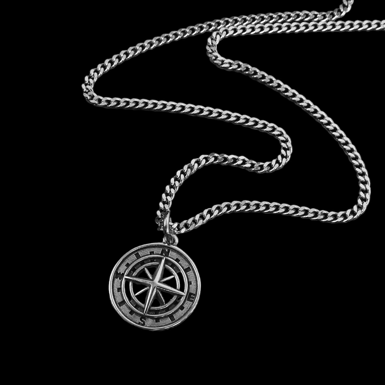 Compass Amulet Necklace - Silver