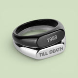 Minimal Signet Ring - Black