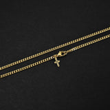 Cuban Accent Chain x Outline Cross - Gold 3mm