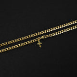 Cuban Accent Chain x Cross - Gold 5mm