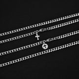 Cuban Accent Chain x Disc Cross - Silver 5mm