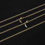 Cuban Accent Chain x Outline Cross - Gold 3mm