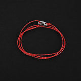 Cord Bracelet - Silver x Reflective Red