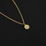 Minimal Cross Coin Amulet - Gold