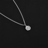Minimal Cross Coin Amulet - Silver