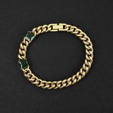 Cuban Envy Bracelet - Gold x Green 8mm