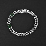 Cuban Envy Bracelet - Silver x Green 8mm