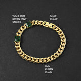 Cuban Envy Bracelet - Gold x Green 8mm